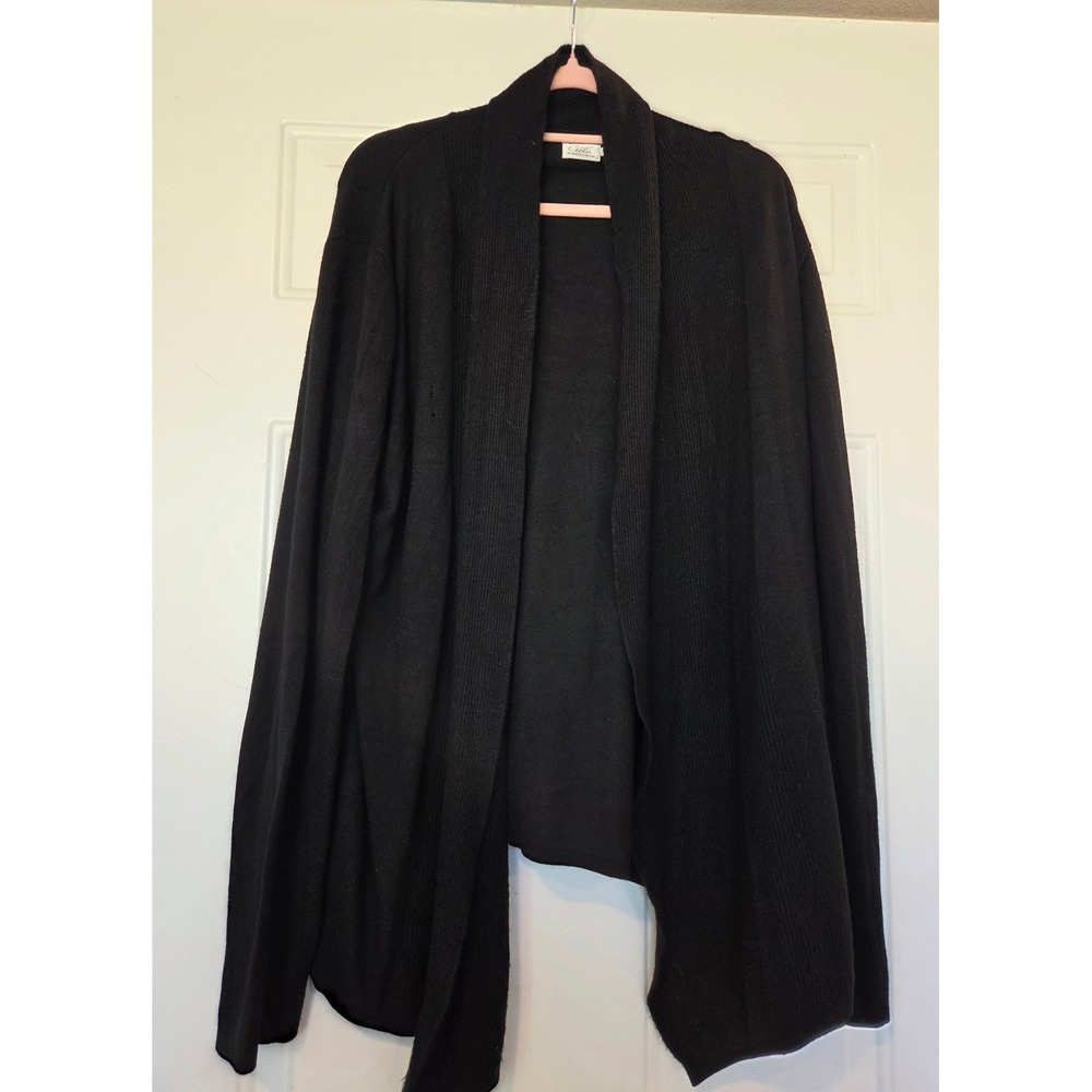 Cielo Black Open Front Shawl Collar Cardigan Sweater Womens Plus Size 3XL